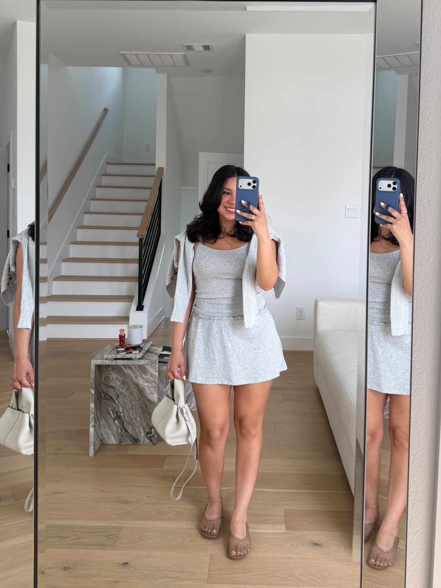 Skirt: medium 
Cami: small
Cardigan: xs 
Mesh ballet flats: 6.5 

#LTKootd #LTKdayinmylife #LTKgrwm