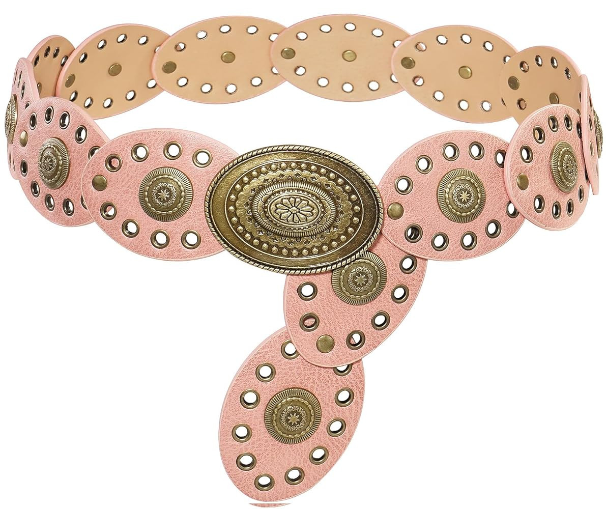Suyi Wide Disc Belt for Women Leather Oval Belt Western Vintage Waist Belts | Amazon (US)