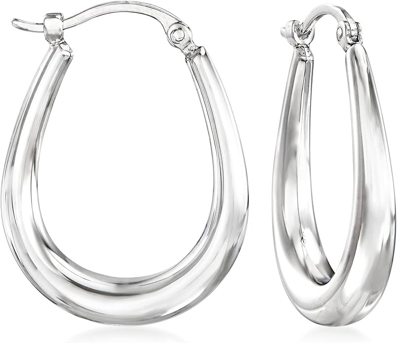 Ross-Simons 14kt White Gold Tapered Hoop Earrings | Amazon (US)
