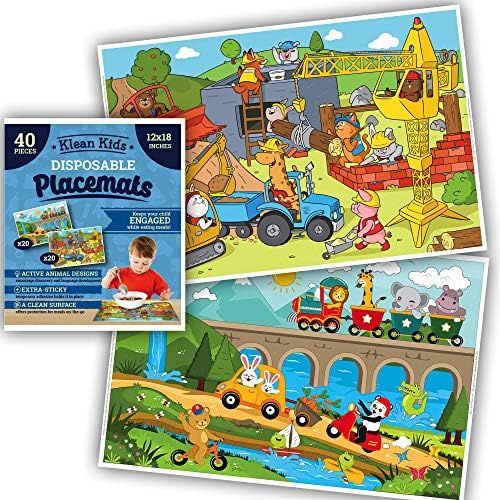 Animals On-The-Go Plastic Disposable Placemats for Boys, Baby, Toddler, Kids - Neat and Sticky Tr... | Amazon (US)