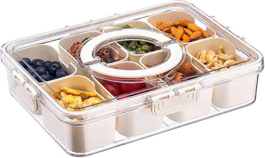 Snackle Box Container with Lid, Dishwasher Safe Divided Snack Box for Fruits, Veggies, Candy & Nuts, Portable Food Storage Organizer for Kids, Travel, Party & Picnic | Amazon (US)