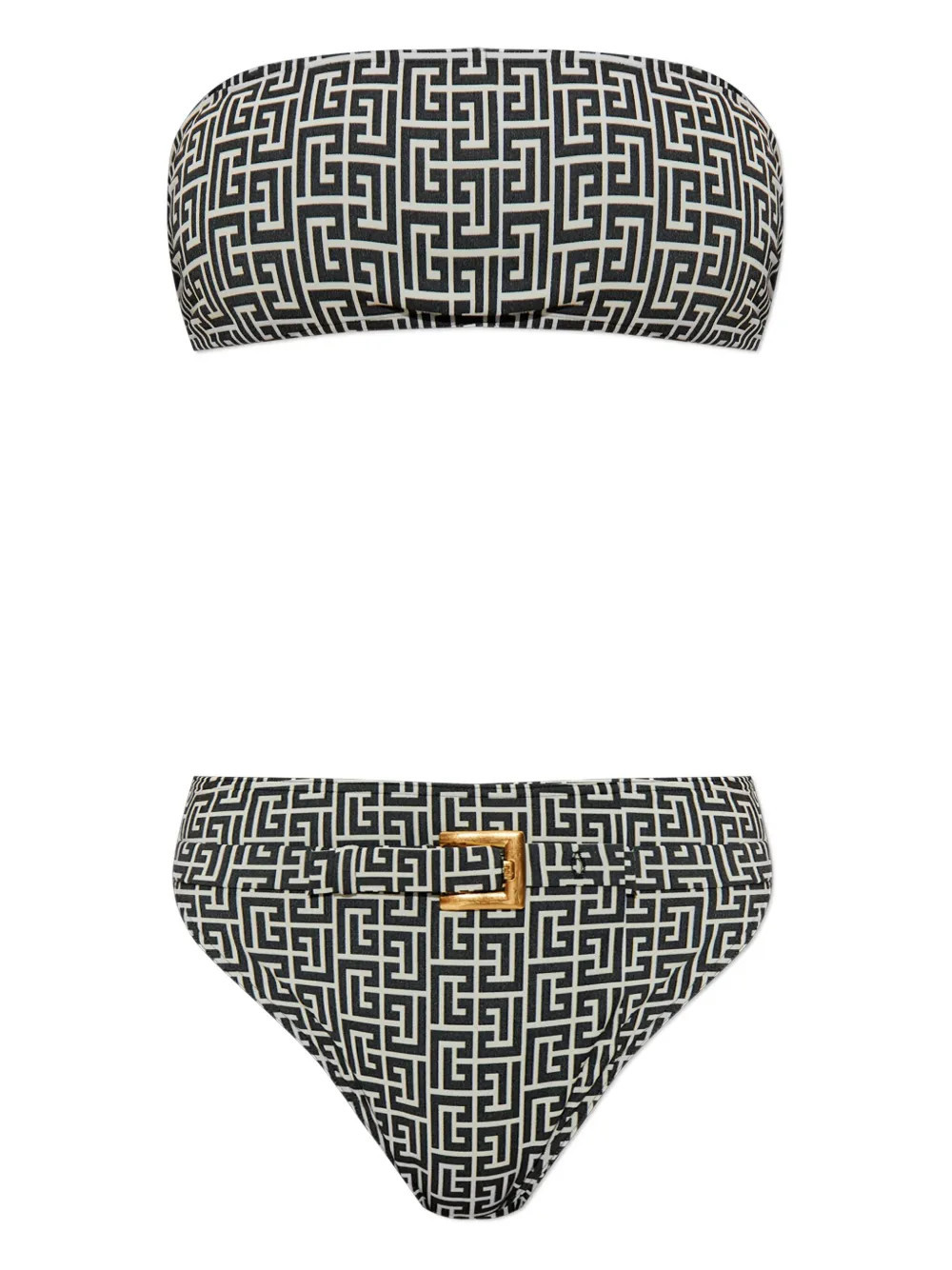 Balmain Geometric-Patterned Belt Bikini Bikini — Black | Italist Inc.