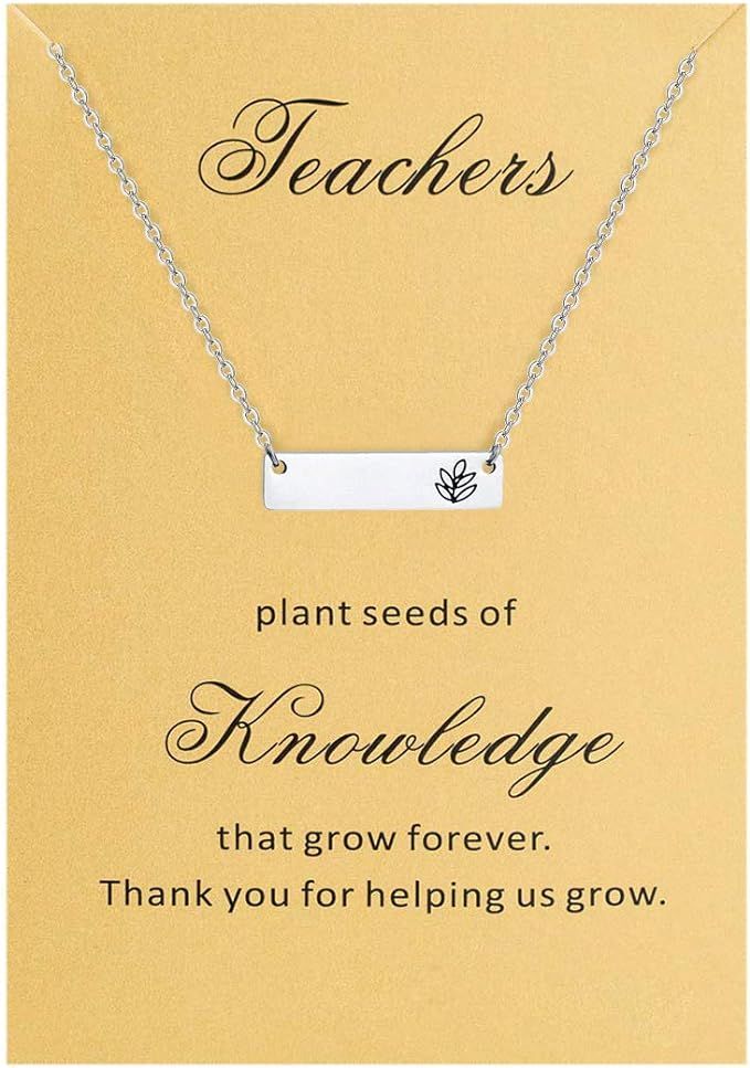Bestill Back to School Gifts for Women Teacher's Day Bar Necklace Stainless Steel 18 inches with ... | Amazon (US)