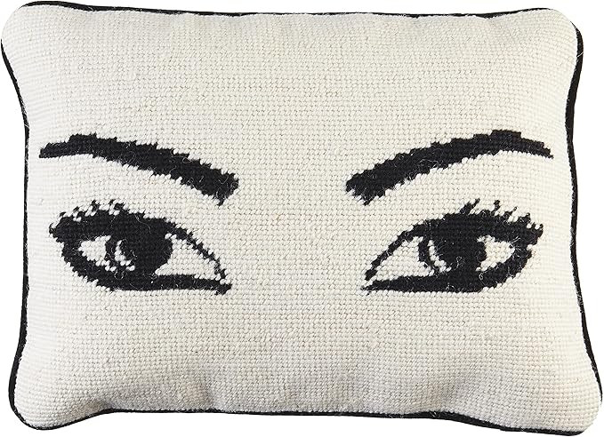 Jonathan Adler Eyes Needlepoint Throw Pillow, One Size (Pack of 1), Natural | Amazon (US)