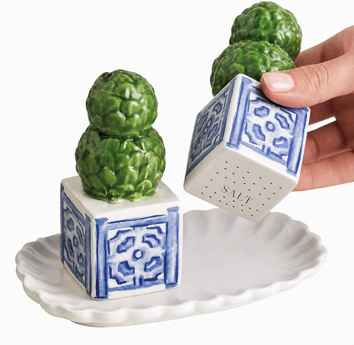 Mud Pie Ceramic Topiary Salt And Pepper Shaker Set | Amazon (US)
