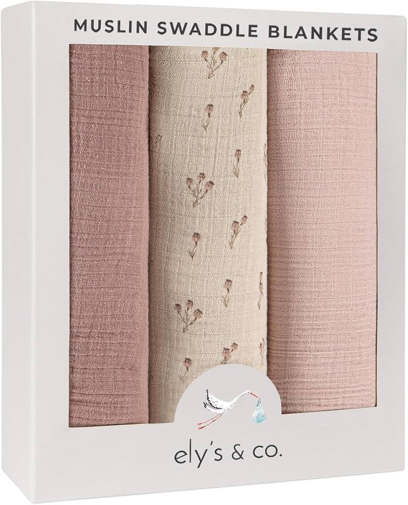 Ely's & Co. Muslin Swaddle Blanket 3-Pack for Baby Boy\u2014 100% Cotton Muslin Extra-Large Swadd... | Amazon (US)