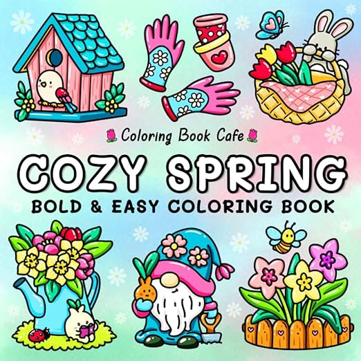 Cozy Spring: Cute Coloring Book for Adults & Teens with Easy and Bold Spring Inspired Designs (Bo... | Amazon (US)