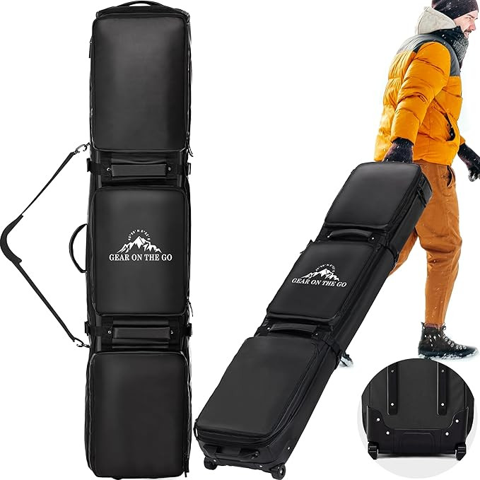 Double Rolling Ski Bag Padded Waterproof Snowboard Bag with Wheels for Air Travel Wheeled Ski Bag... | Amazon (US)