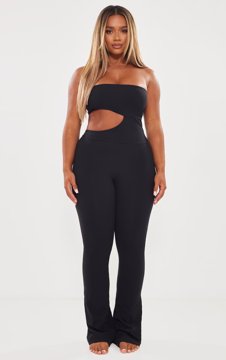 Shape Black Sculpted Bandeau Cut Out Jumpsuit | PrettyLittleThing US