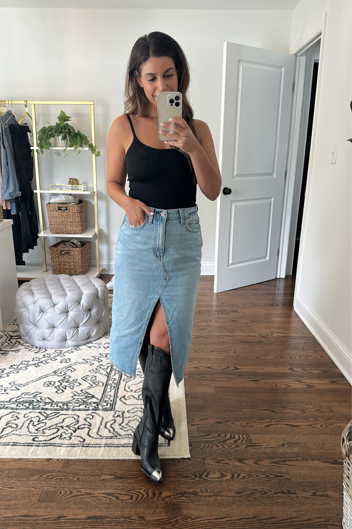 Denim skirt trend! Wearing a 27 short from @abercrombie 

#LTKunder100 #LTKFind #LTKstyletip