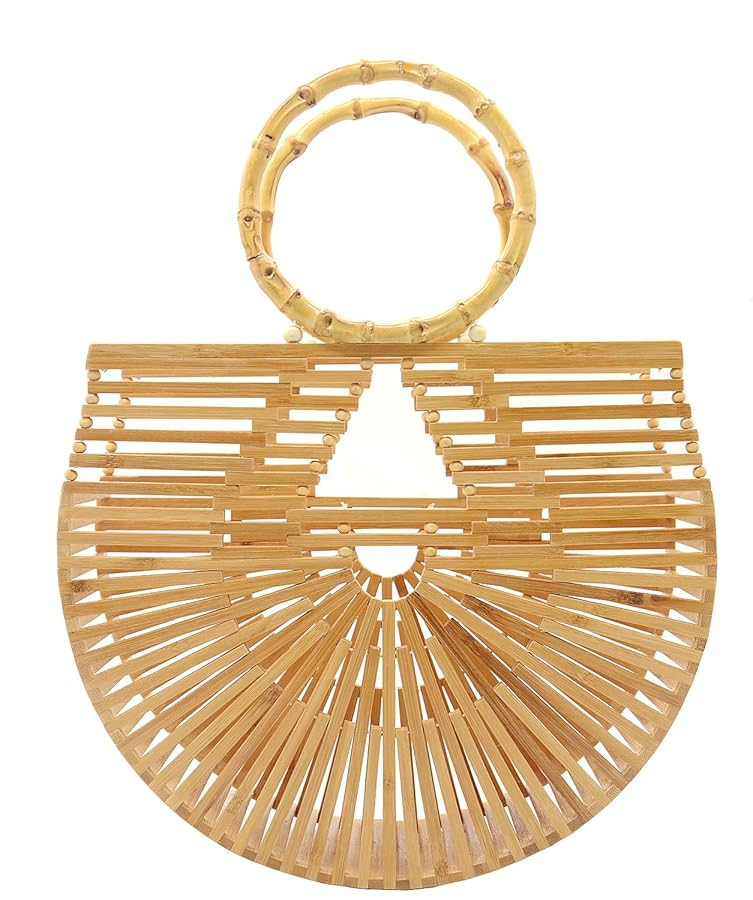 Miuco Womens Bamboo Handbags Handmade Purses Tote Bag | Amazon (US)