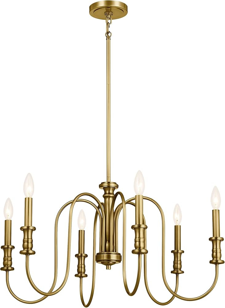 Kichler Karthe 28.5 Inch 6 Light Chandelier in Natural Brass | Amazon (US)