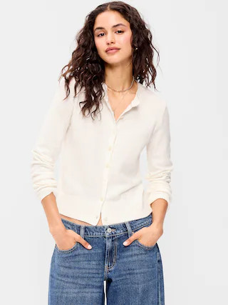 SoSoft Cropped Crew-Neck Cardigan | Old Navy (CA)