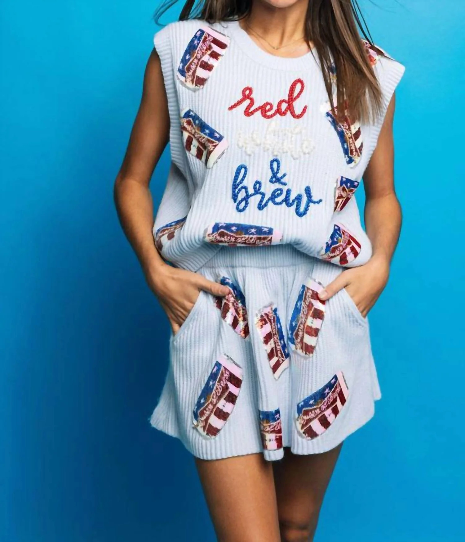 Red, White And Brew Sweater Vest In Blue | Shop Simon