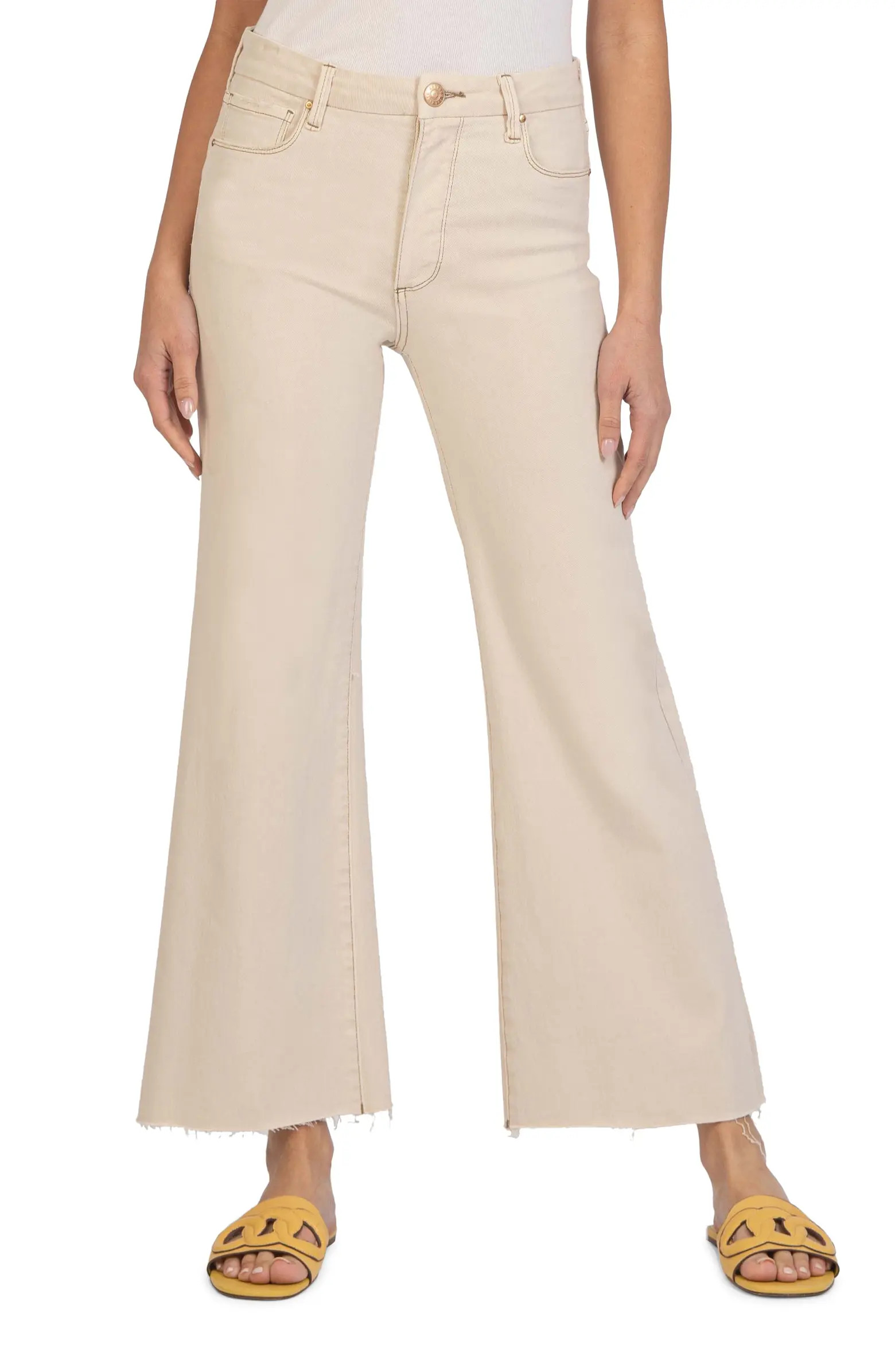 Meg Fab Ab Raw Hem High Waist Ankle Wide Leg Jeans | Nordstrom