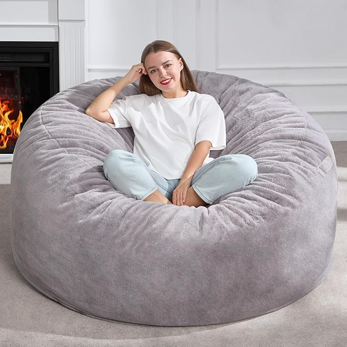 Hobestluk 5ft Bean Bag Chairs for Adults Large Beanbag Chair with Plush Faux Fur Cover Big Bean B... | Amazon (US)