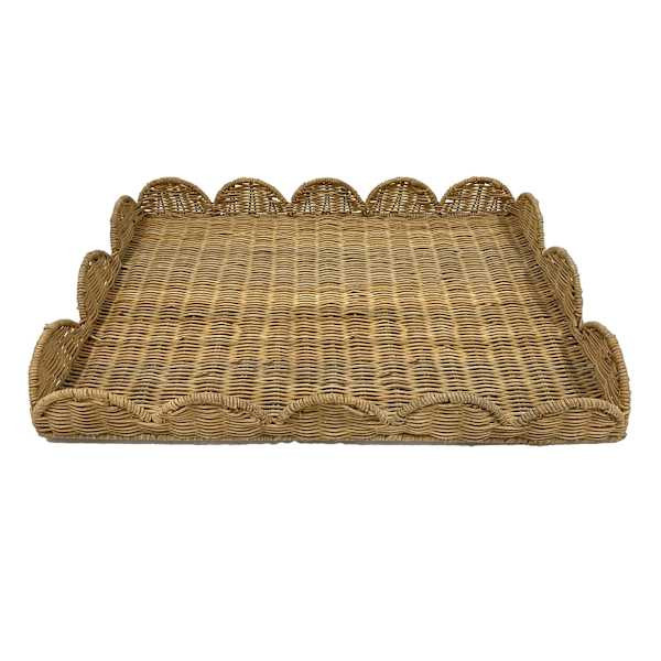 Rattan Scalloped Tray, 20" | At Home