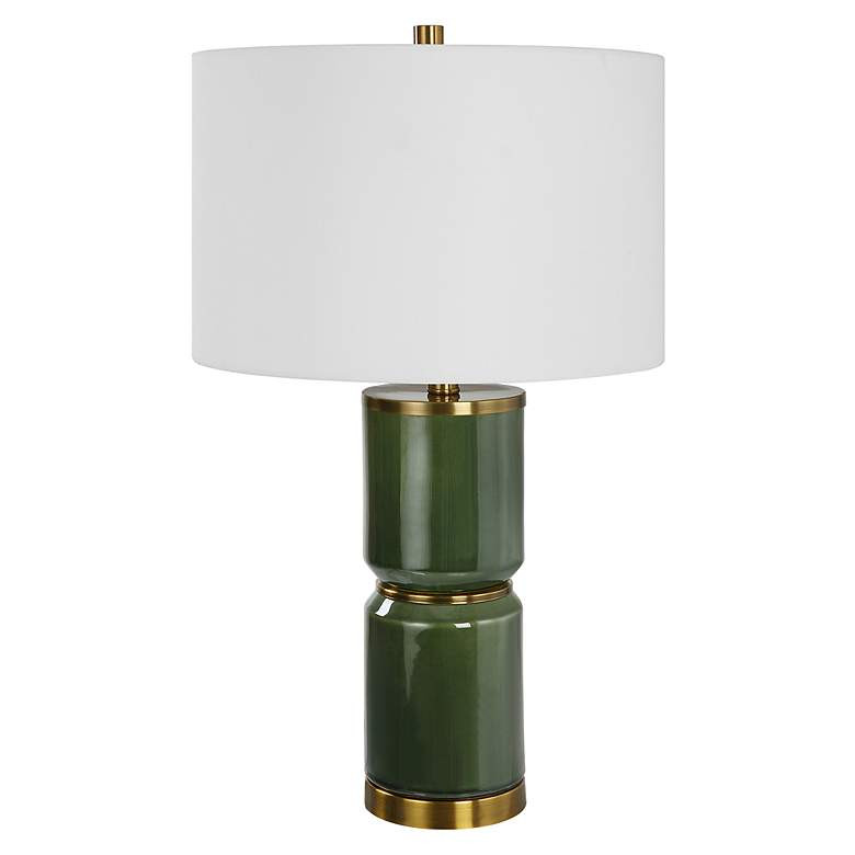 Cinnabar Road Vidar Green Ceramic and Gold Metal Table Lamp | Lamps Plus