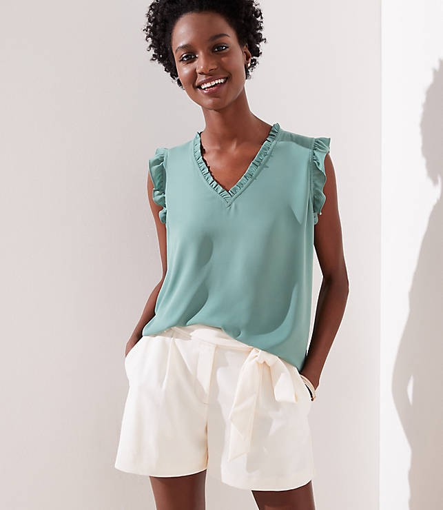 Ruffle V-Neck Shell | LOFT