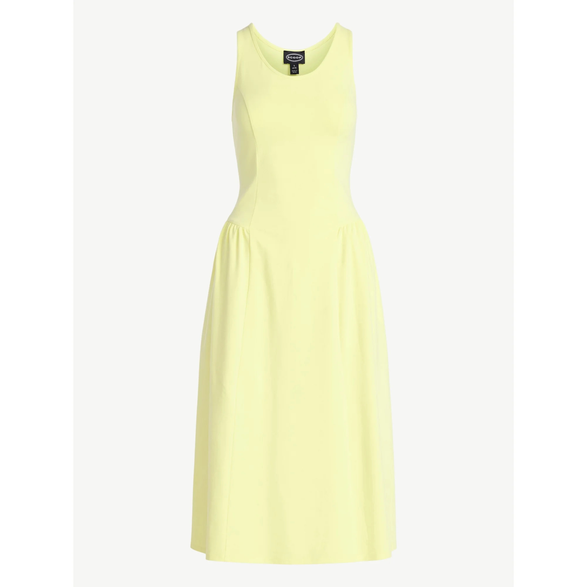 Scoop Women's and Women's Plus Stretch Cotton Blend Midi Basque Dress, Sizes XS-4X | Walmart (US)