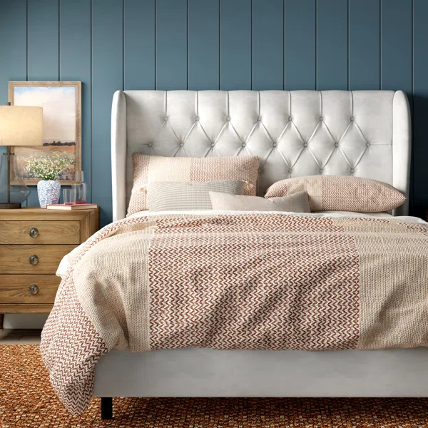 Alcantara Diamond Tufted Upholstered Standard Bed | Wayfair North America