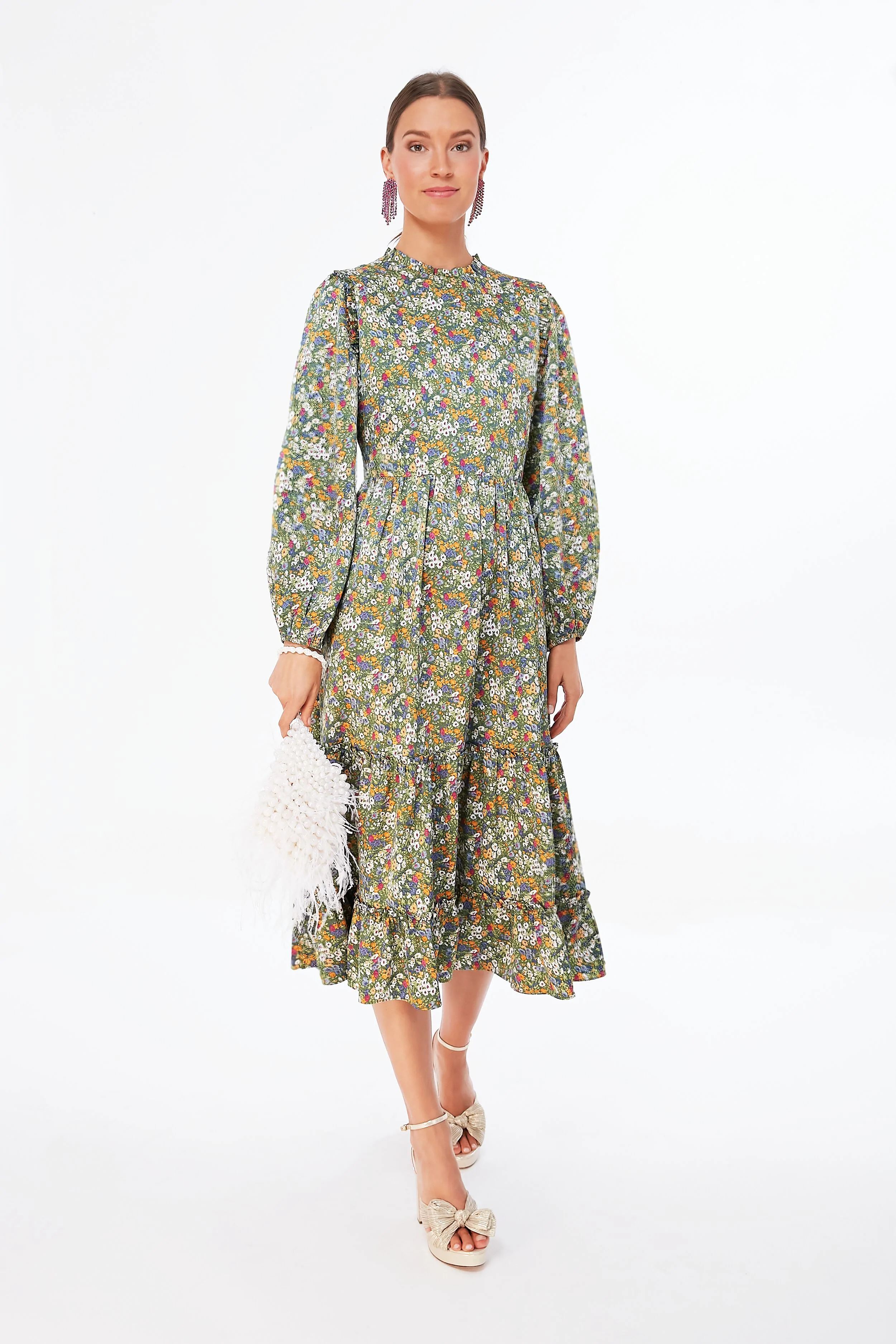 Green Floral Holly Midi Dress | Tuckernuck (US)