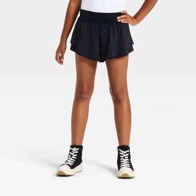Girls' Flutter Shorts - All In Motion™ Black XS | Target