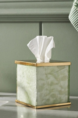 Floral Etched Glass Tissue Box | Anthropologie (US)