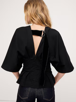 Stretch-Cotton Pleated Top | Banana Republic (US)