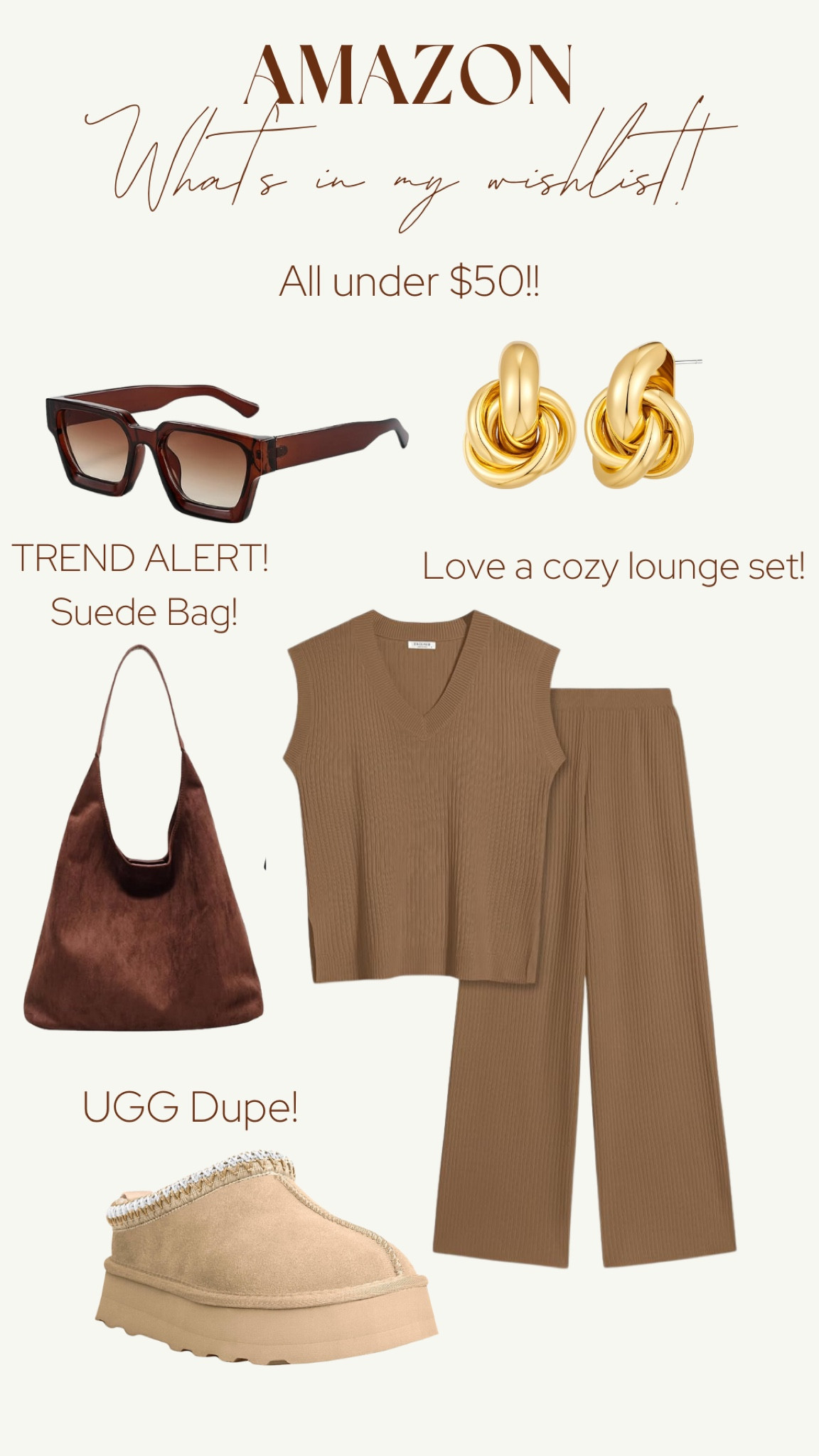 What I currently have in my wishlist! Cozy fall edition 🤎 loving the trendy suede bags and the Ugg dupes are perfect for the chilly days ahead! 

#LTKShoeCrush #LTKStyleTip #LTKFindsUnder50