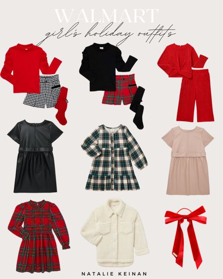 Holiday outfits for little girls under $20!! Love these classic Christmas outfits! Red pants set. Plaid shorts set. Green plaid dress. Red plaid dress. Faux leather dress. Sherpa shacket. Red velvet bow. Christmas outfit. Family photos outfit. @walmartfashion #walmartpartner #walmartfashion @shopltk #liketkit 


#LTKGiftGuide #LTKkids #LTKHoliday