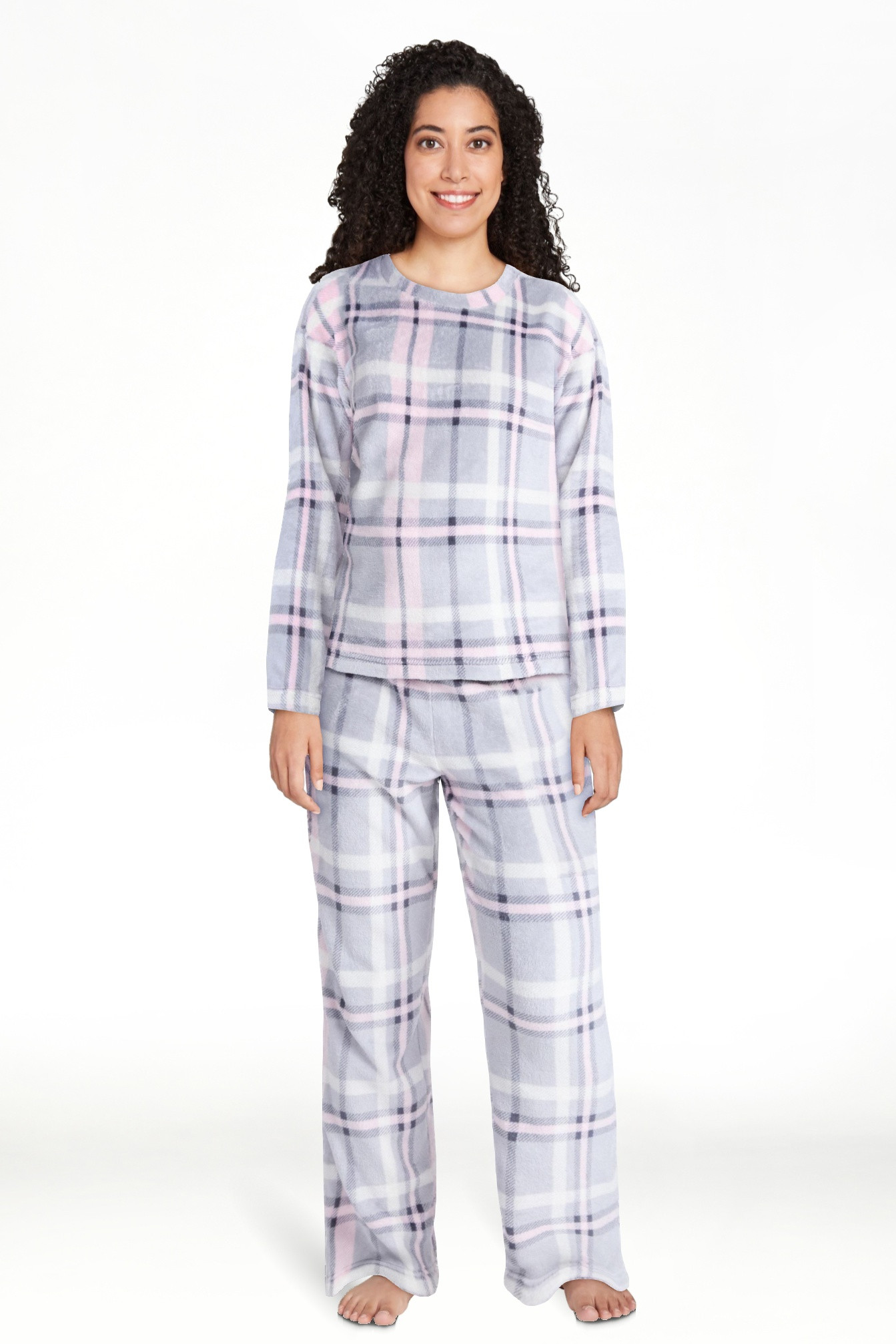 Joyspun Conjunto de Pijama de Pantalones y Top de Manga Larga de Felpa Plegable para Mujer, 2 Pie... | Walmart (US)