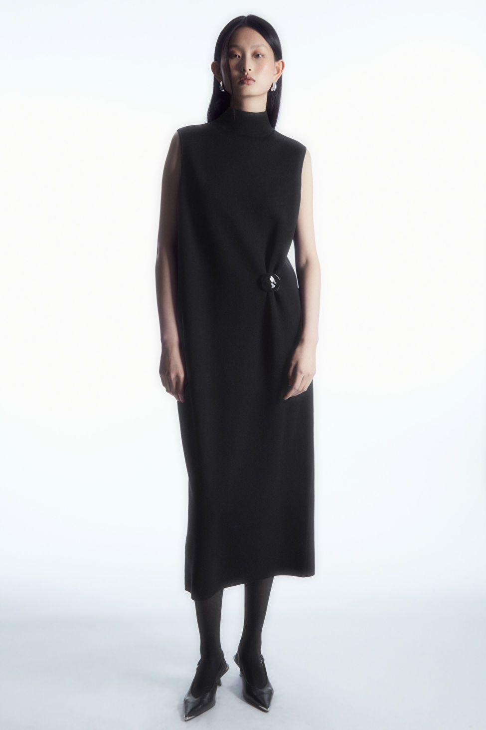 BROOCH-DETAIL WOOL TURTLENECK DRESS - BLACK - Dresses - COS | COS (US)