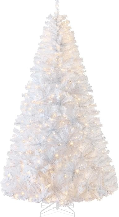 Best Choice Products White Christmas Tree 6ft Pre-Lit Artificial Pine Tree Premium Holiday Decora... | Amazon (US)
