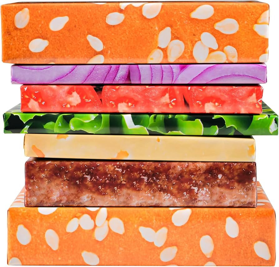Sikiweiter Hamburger Wrapping Paper - Burger Wrapping Paper Set for Gifts, 12 Sheets Cheese Tomat... | Amazon (US)