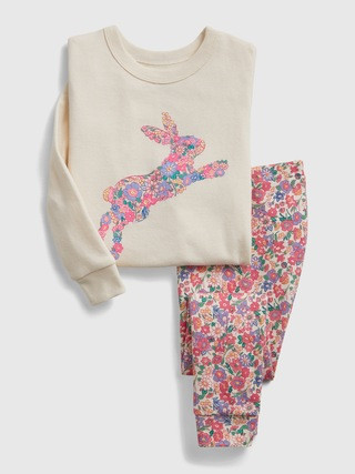 babyGap Organic Floral Bunny Graphic PJ Set | Gap (US)