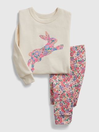 babyGap Organic Cotton Floral Bunny Graphic PJ Set | Gap (US)