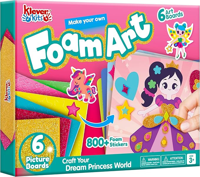 Klever Kits Foam Art Kit for Kids, EVA Foam Stickers with 6 Art Board and 800+ Stickers, DIY Arts... | Amazon (US)