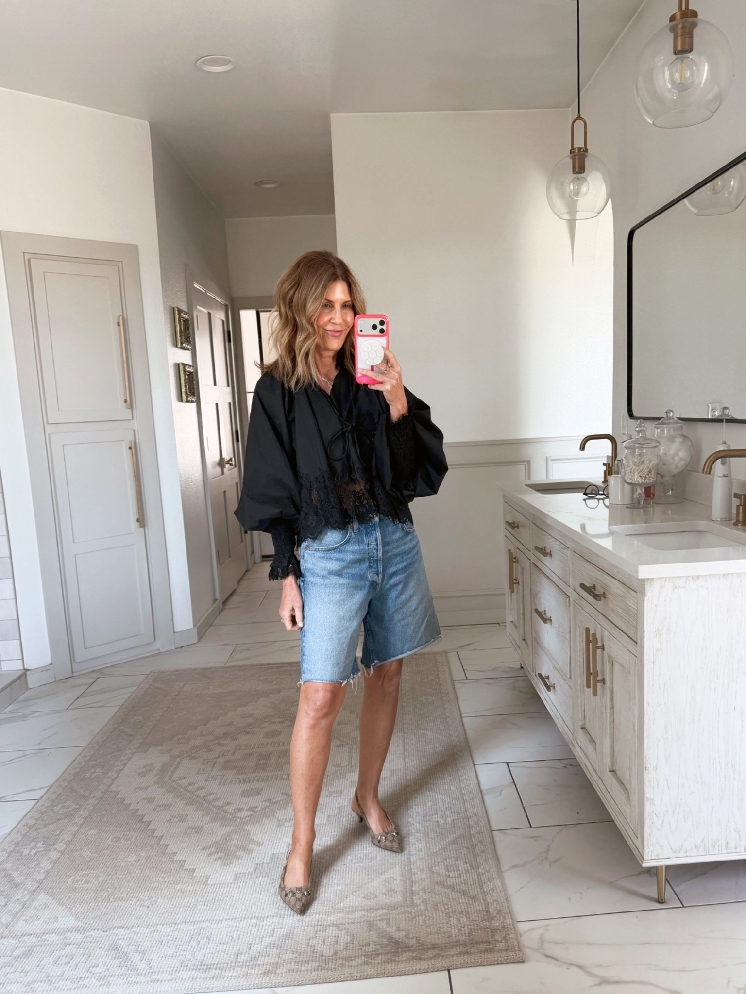 Wearing a size medium top and size 27 shorts (but exchanging for a smaller size). These shorts are cute, but they do run oversized! I’m sizing down 2 for a better fit

#LTKOver40 #LTKdayinmylife
