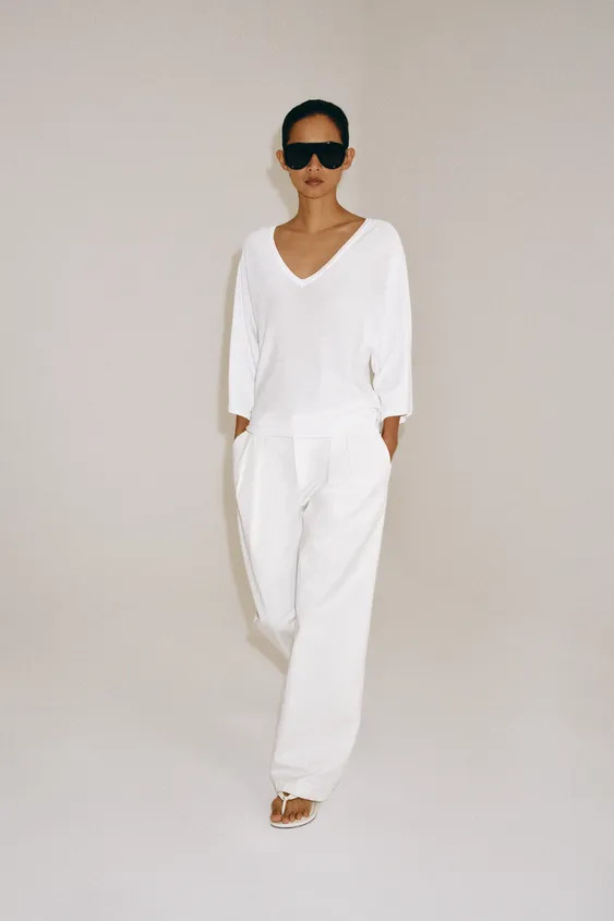 FLOWING V-NECK KNIT TOP | Zara UK