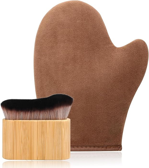 2 in 1 Streak-Free Tanning Mitt Set - Leakproof-lined Self Tanner Mitt, Log Tanning Brush, Reusab... | Amazon (US)