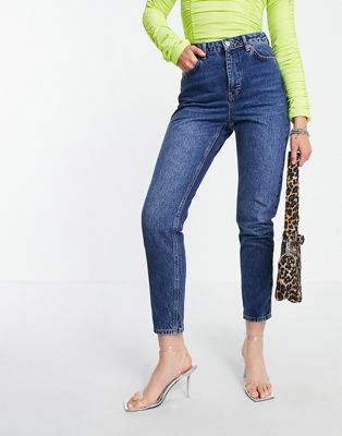 Topshop mom tapered leg jeans in indigo blue | ASOS | ASOS (Global)