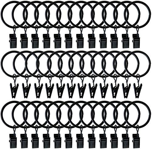 Topspeeder 36 Pack Rings Curtain Clips Strong Metal Decorative Drapery Window Curtain Ring with Clip | Amazon (US)