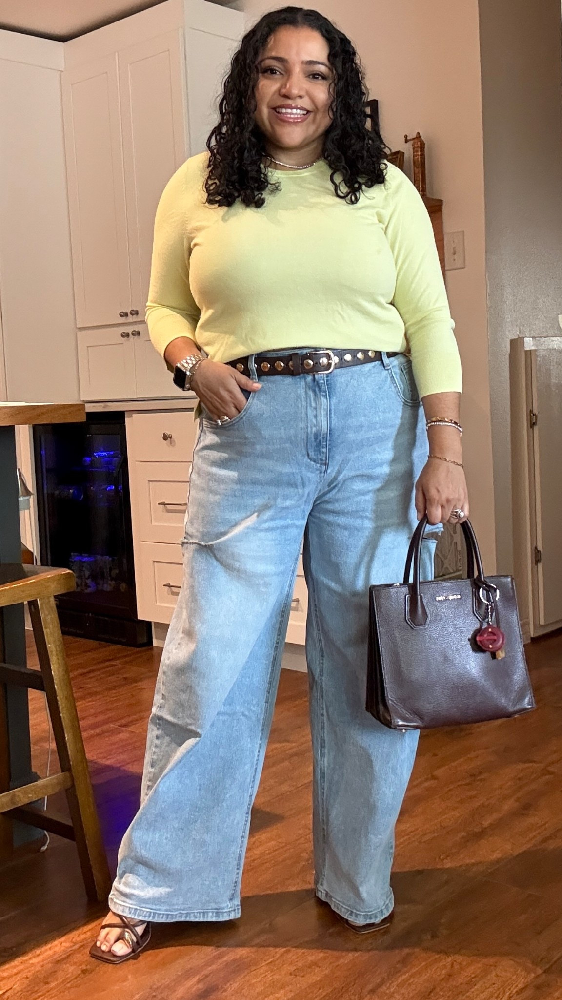 Petite & Midsize Friendly Outfit Inspo
This look is proof that wide leg jeans can work on a 5’0” frame—when styled right! I paired these high-rise, relaxed fit jeans with a fitted knit top to balance proportions and accentuate the waist. A studded belt and minimal heels gave me just the right amount of polish (and height!).

Perfect for: casual days, mom-on-the-go, weekend errands or lunch dates.

Wearing size L top and size 12 jeans.

#LTKHome #LTKMidsize #LTKPetite
