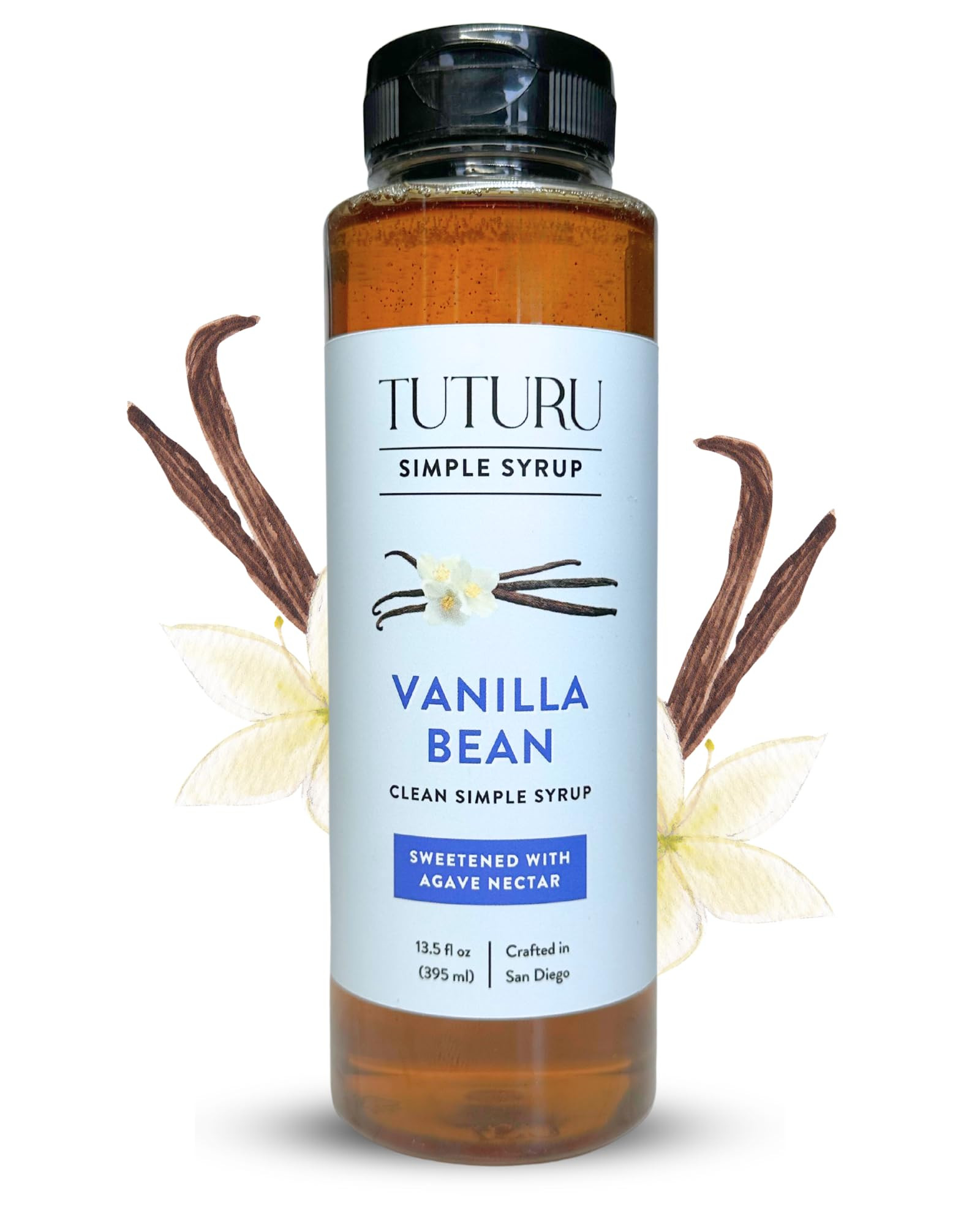 Vanilla Bean Agave Simple Syrup for Coffee & Cocktails - Sweetened with Organic Agave Nectar - In... | Amazon (US)