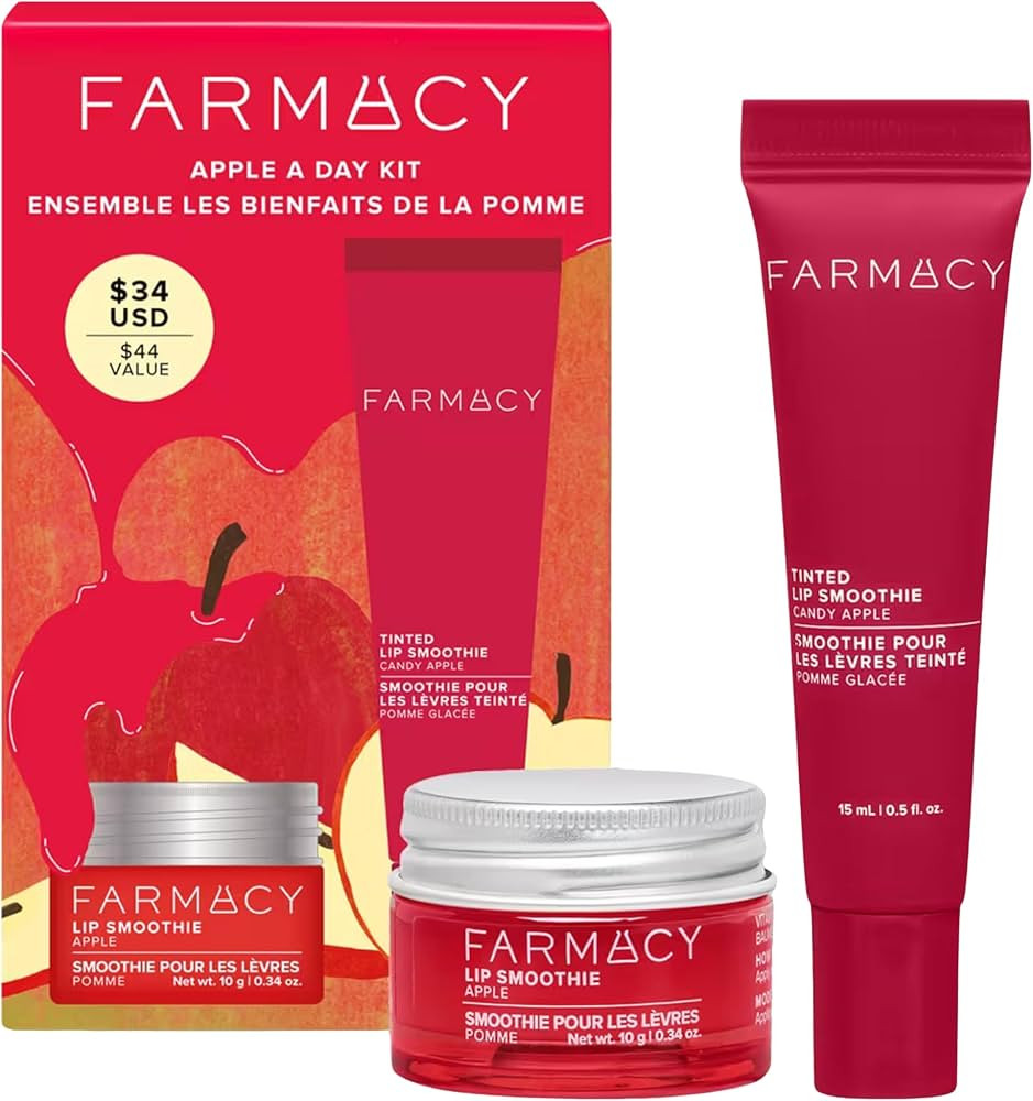Farmacy Apple A Day Lip Balm Kit - Tinted Lip Peptide Treatment & Overnight Balm Duo - Moisturizi... | Amazon (US)