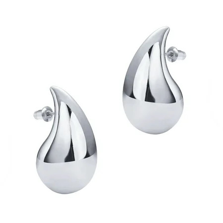 PAVOI 14K Gold Plated 925 Sterling Silver Post Teardrop Chunky Hoop Earrings | Lightweight Drop White Earrings for Women | 22mm Designer Dupe Earrings | Walmart (US)