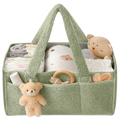 Baby Diaper Caddy Organizer, Baby Caddy Organizer for Changing Table, Car Caddy Organizer, Baby Basket for Diapers and Wipes, Portable Nursery Diaper Storage Organizer, Gift for New Mom (Green) | Amazon (US)