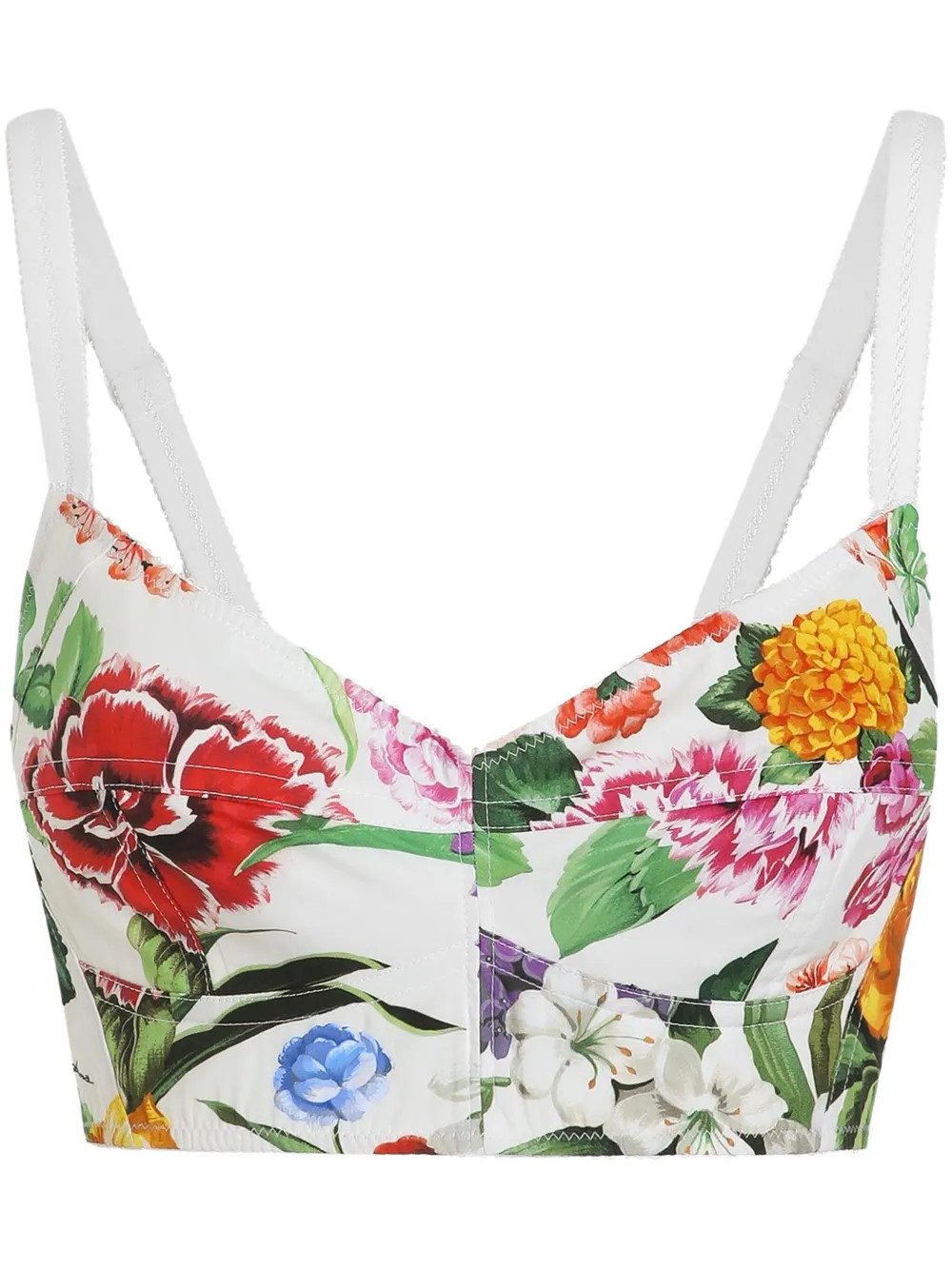 Dolce & Gabbana floral-print crop top - White | Farfetch Global