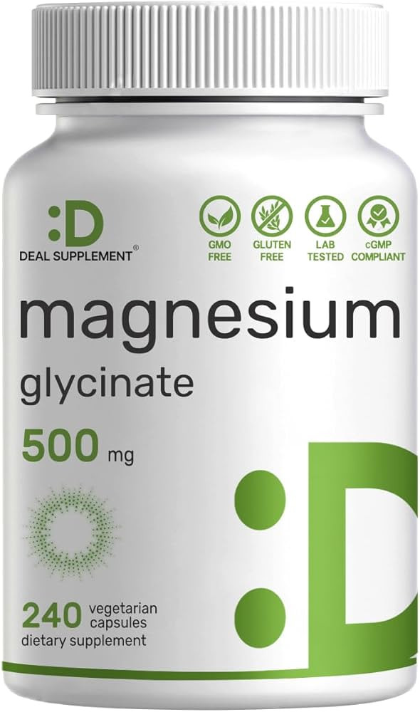 DEAL SUPPLEMENT Magnesium Glycinate 500mg, 240 Veggie Capsules | Chelated for Easy Absorption | H... | Amazon (US)